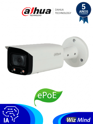 DAHUA IPC-HFW5241TN-AS-LED-0280B - Cámara IP Bullet Resolución de 2 MP/ Lente 2.8 mm/ ∢ 106°/ IR 50 mts/ IA WizMind/ Detección Facial/ Protección Perimetral/ Conteo de Personas/ Starlight/ PoE/ WDR/ H.265/ IP67/ E&S Alarma/ E&S Audio/ - Image 1