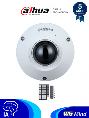 DAHUA IPC-EB5541-AS - Camara IP FishEye de 5 Megapixeles/ WizMind/ 360 Grados/ H.265/ Microfono Integrado + 1 Canal de E&S/ E&S De Alarma/ Mapa de Calor/ Conteo de Personas/ IP67/ IK10/ WDR Real/ PoE #FAB - Image 1