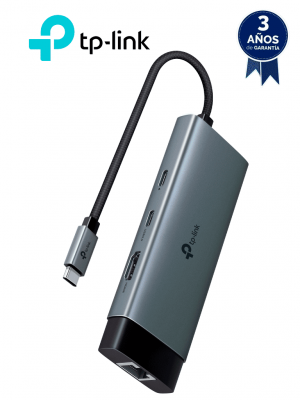 TP-LINK UH6120C - USB-C , 2 puertos USB-A , 1 puerto HDMI para transmision en 4K@60Hz , 1 puerto RJ45 Ethernet para computaduras que no tiene puerto Ethernet. - Image 1
