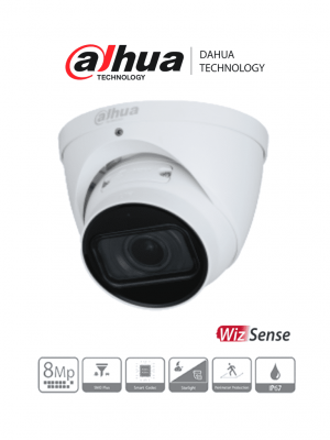 DAHUA IPC-HDW3841TN-ZAS - Cámara IP Domo 4K Resolución de 8 MP/ Lente Mot. 2.7 a 13.5mm/ ∢ 113°-31°/ IR 50 mts/ IA WizSense/ Detección de Movimiento Inteligente/ Protección Perimetral/ Starlight/ PoE/ WDR/ H.265+/ IP67/ Micrófono/ - Image 1