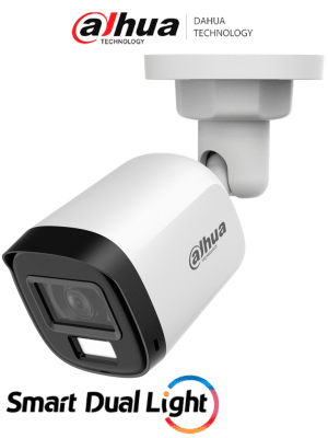 DAHUA HAC-B1A21N-U-IL-A- Cámara Bullet de 2 Megapíxeles/ HDCVI X Plus/ Lente de 2.8 mm Apertura de Hasta 100°/ Iluminación Dual Inteligente 30 Mts IR y 20 Mts Luz Visible/ Micrófono Integrado/ Para Exterior IP67/ #LoNuevo #OD #CD - Image 1