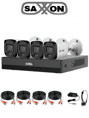SAXXON SUA-KIT/XVR1E04-I/4-B10P-0280B - Kit de 4 Canales HDCVI/ Cámaras B10P de 1MP 720P/ Lente de 2.8mm Con Apertura de Hasta 100°/ Grabador de 4 Canales con Detección de Movimiento Inteligente/ Entradas y Salidas de Audio/ #LoNuevo #SAXI #GSA - Image 1