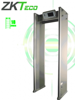ZKTECO D3180 - Arco detector de metales con 18 zonas de detección, pantalla LCD de 7", 500 niveles de sensibilidad por zona, contador de alarmas y personas, protección por contraseña, indicadores LED y material a prueba de fuego. - Image 1