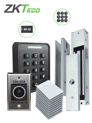 ZKTECO SA40KIT -  Control de acceso KIT - Kit de acceso autónomo solución para una puerta que incluye: 1 SA40 Control de Acceso / 1 Electroimán LM1802 300Lbs / 1 Botón de salida TLEB1 / 10 Tarjetas 125 Khz - Image 1