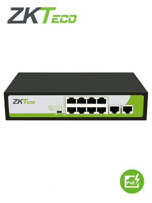 ZKTECO PE082120C- Switch de 8 Puertos Fast Ethernet PoE AF - AT / 2 Puertos RJ45 10/100M / PoE+ hasta 30W por puerto / Soporta hasta 250 mts sobre UTP CAT 6 / Autoadaptación MDI - MDIX / Protección Contra Descargas - Image 1