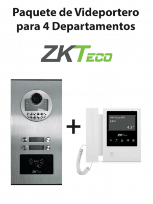 ZKTeco VE04A01PAQ4P - Paquete de Videoportero para 4 Departamentos VE04A01 con  1 Monitor VDPIB4 de 4.3 pulgadas - Image 1