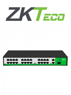 ZKTECO PE242300C - Switch de 24 Puertos Fast Ethernet PoE , Estándar AF - AT , 2 Puertos RJ45 10/100/1000M + 1 Puerto SFP*1000 , PoE+ hasta 30W por puerto , 250 mts sobre UTP CAT 6 - Image 1
