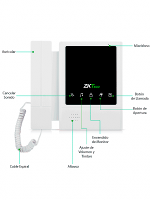 ZKTeco VE08A01PAQ4P - Paquete de Videoportero para 8 Departamentos VE08A01 con 1 Monitor VDPIB4 de 4.3 pulgadas - Image 3