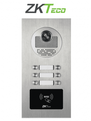 ZKTECO VE06A01 - Videoportero Departamental para 6 monitores / Cámara  de 700TVL / Ángulo de Visión 92° / Visión Nocturna / Apertura de Puerta con Tarjeta RFID/ IP54 - Image 1