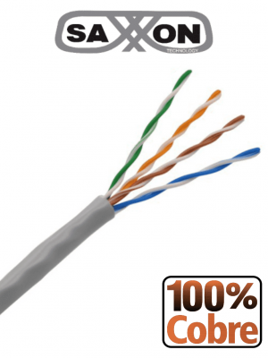 SAXXON OUTPCAT5E - Bobina de Cable UTP Cat5e 100% Cobre/ 305 Metros/ Bobinado REELEX /Color Gris/ Uso Interior/ 4 Pares/ Soporta Pruebas de Rendimiento/ Ideal para Cableado de Redes y Video/ - Image 1