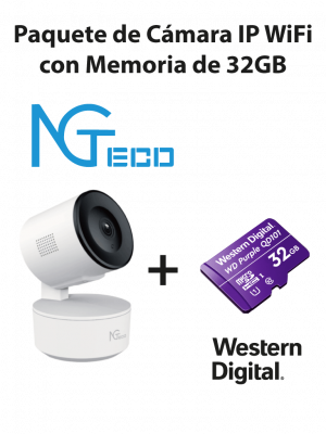 NGTECO NGC2301PAK - Paquete de Cámara NGC2301 IP WiFi 1080P con Memoria de 32GB Micro SDHC/ Linea Purple/ Clase 10 U1 - Image 1