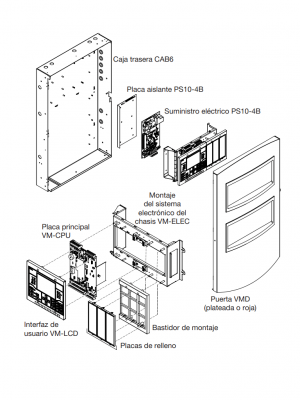 KIDDE VM1R - Sistema FACP con Interfaz de Usuario / CPU / 1 Lazo Direccionable / 4 NACs Clase B / Puerta Roja - Image 2