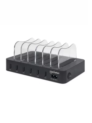 MANHATTAN - 102254 - Estación de carga con 6 puertos USB / Seis puertos USB-A, hasta 5 V / 2.4 A por puerto, 50 W de salida en total, negro - Image 1