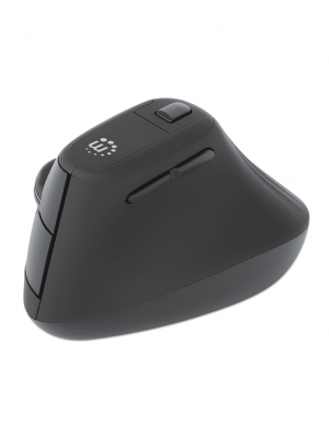 MANHATTAN - 190336 - Mouse USB inalámbrico ergonómico vertical / Nanorreceptor USB-A, seis botones con rueda de desplazamiento, 800/1200/1600 ppp, ángulo compatible con la muñeca, negro - Image 1
