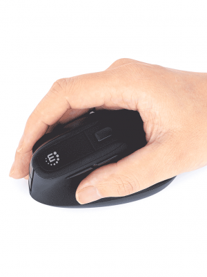 MANHATTAN - 190336 - Mouse USB inalámbrico ergonómico vertical / Nanorreceptor USB-A, seis botones con rueda de desplazamiento, 800/1200/1600 ppp, ángulo compatible con la muñeca, negro - Image 5