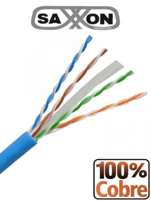 SAXXON OUTP6COP305B - Cable UTP Cat6 100% cobre, 305 metros, bobinado REELEX, color azul para interior. Certificado ISO9001, UL 444, RoHS, ANSI/TIA/EIA. Ideal para redes de datos y video. - Image 1