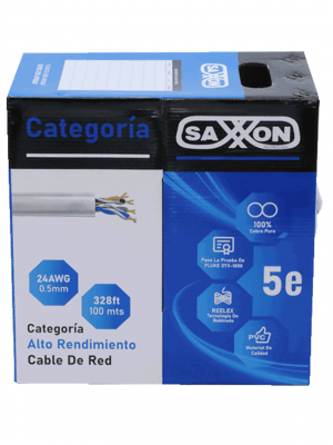 SAXXON OUTP5ECOP100BC - Bobina de Cable UTP Cat5e 100% Cobre/ 100 Metros/ Color Blanco/ Uso Interior/ 4 Pares/ Soporta Pruebas de Rendimiento/ Ideal para Cableado de Redes y Video/ - Image 2