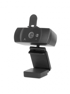 MANHATTAN - 462556 - Webcab USB Full HD 1080p con rotación 360° / Micrófono integrado, hasta 30 fps, cable USB-A de 1.5 m, giro de 360°, opción de privacidad, base de clip ajustable, negro - Image 1