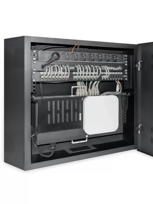 INTELLINET 713689 - Gabinete mural 19" de tamaño reducido / Caja delgada que ahorra espacio con sólo 17.0 cm de profundidad, 4U de rieles horizontales y 2U de rieles verticales / Negro - Image 2