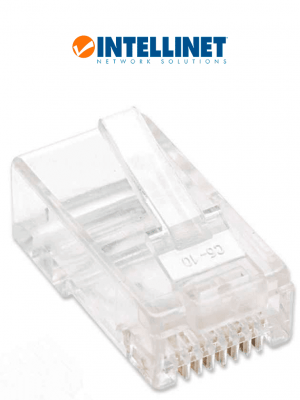 INTELLINET 790055 - Paquete de 100 conectores modulares Cat5e RJ45 / UTP, 2 pines, para cable trenzado, 100 clavijas en bote - Image 1