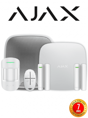 AJAX KIT RESIDENCIAL PLUS EXT- 1 Hub2Plus conexión Ethernet/WiFi/LTE color Blanco/APP “AJAX PRO” iOS y Android, 1 sensor de movimiento, 2 detectores para puerta o ventana, 1 control remoto y 1 sirena EXTERIOR inalámbrica - Image 1
