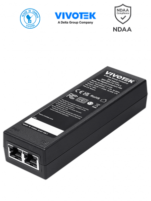 VIVOTEK AP-GIC-011A-030 - Inyector PoE Gigabit, 30W, 1 puerto, 802.3af/at, NDAA, 55VDC/0.55A, Proteccion 6KV - Image 1