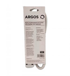 ARGOS 9700250 - Barra multicontactos con supresor de picos / 6 tomas aterrizadas / Uso interior / Color blanco / 110-125V AC / 1875W / - Image 3