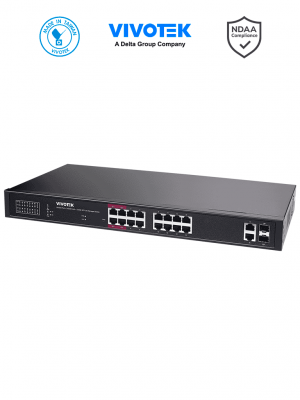 VIVOTEK AW-GEL-205A-260 - Switch PoE 20 puertos Administrable Lite, 16 puertos GE 30W PoE, 4 puertos GE 90W PoE, 2 puertos GE UTP, 2 puertos GE SFP lite, 40 Gbps, 260W totales, PoE Extendido 250 Mts, NDAA - Image 1