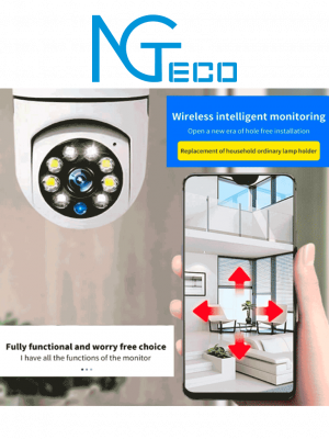 NGTECO NGSH01C2IN - Foco con Cámara Inteligente WiFi / 2MP / Visión PTZ 355° / Lente HD 4mm / Visión Nocturna IR + Luz Blanca / Audio 2 Vias / Almacenamiento Local y en la Nube / Onvif / Compatible con Alexa y Asistente de Google - Image 2