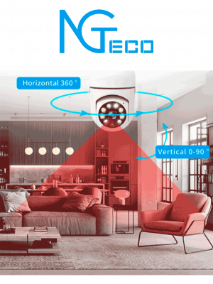 NGTECO NGSH01C2IN - Foco con Cámara Inteligente WiFi / 2MP / Visión PTZ 355° / Lente HD 4mm / Visión Nocturna IR + Luz Blanca / Audio 2 Vias / Almacenamiento Local y en la Nube / Onvif / Compatible con Alexa y Asistente de Google - Image 4