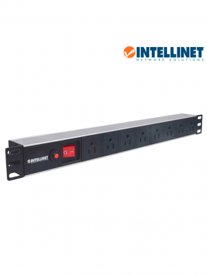 INTELLINET 713993- Barra PDU, 8 contactos, para gabinetes/racks de 19", 1U, con protección contra sobrecarga y botón On/Off. - Image 2