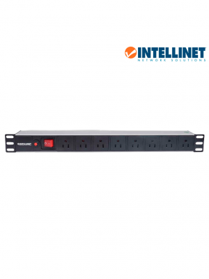 INTELLINET 713993- Barra PDU, 8 contactos, para gabinetes/racks de 19", 1U, con protección contra sobrecarga y botón On/Off. - Image 3