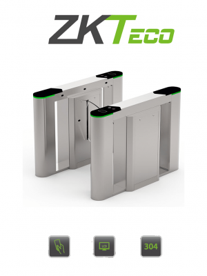 ZKTECO FBL6000PRO - Barrera Peatonal Tipo Flap Bidirecc. / 2 Chasis Acero SUS304 / Aletas de Acrílico / Infrarrojos / Carril 60 cm / 110V / 30 Personas x Min / 5 millones de Ciclos / Exterior Protegido / No cuenta con Lectores y Panel - Image 1
