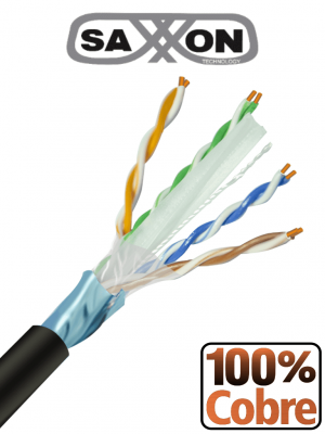 SAXXON OFTPCAT6COPEXT - Bobina de Cable FTP Cat6 100% Cobre/ 305 Metros/ Blindado/ Color Negro/ Uso Exterior/ Ideal para Cableado de Redes de Datos y Video/ Cert ISO9001/ UL / RoSH/ - Image 1
