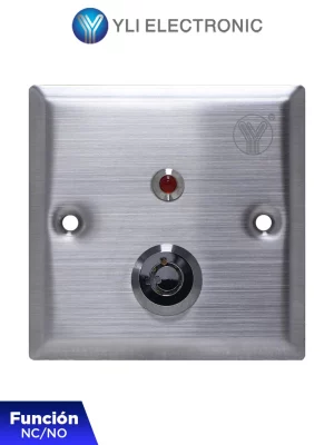 YLI YKS850LS - Botón Liberador de Llave, Indicador LED, Acero Inoxidable, Resistente a la Intemperie, Función NC/NO - Image 1