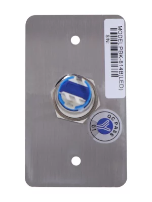 YLI PBK814BLED - Botón de Salida Mecánico, Indicador LED (Azul), Acero Inoxidable, 12 VCC, Función NC/NO - Image 2