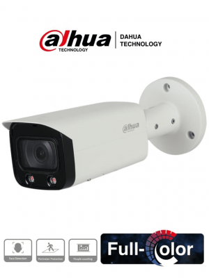 DAHUA IPC-HFW5442TN-AS-LED-0360B - Cámara IP Bullet Resolución de 4 MP/ Lente 3.6 mm/ ∢ 89°/ LED 20 mts/ IA WizMind/ Detección Facial/ Protección Perimetral/ Conteo de Personas/ FullColor/ PoE/ WDR 140dB/ H.265+/ IP67/ IK10/ E&S Alarma/ E&S Audio/ - Image 1