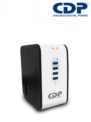 CDP R2CU-AVR1008 - Regulador de Voltaje de Escritorio / NEMA 5-15 / 1000VA / 500W / 8 tomas de salida / 1 Toma para carga de tablet / 3 Tomas para carga de smartphone - Image 1