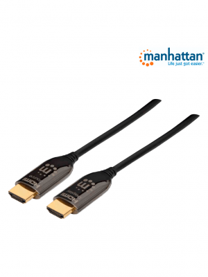 MANHATTAN 355445 - Cable HDMI Optico Activo Plenum de 50 Metros/ Resolución 4K@60Hz/ Soporta 3D y Canal Ethernet/ HDMI Macho a Macho/ Soporta Canal de Retorno de Audio (ARC)/ Admite Imagenes HDR/ (Sobre Pedido) - Image 1