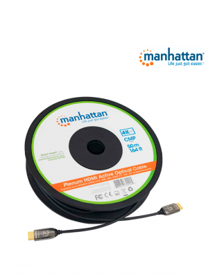 MANHATTAN 355445 - Cable HDMI Optico Activo Plenum de 50 Metros/ Resolución 4K@60Hz/ Soporta 3D y Canal Ethernet/ HDMI Macho a Macho/ Soporta Canal de Retorno de Audio (ARC)/ Admite Imagenes HDR/ (Sobre Pedido) - Image 2