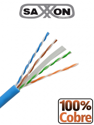 SAXXON OUTP6COP100B - Bobina de Cable UTP Cat6 100% Cobre/ 100 Metros/ Color Azul/ Uso Interior/ Soporta Pruebas de Rendimiento/ Cert ISO9001/ UL 444/ RoSH/ ANSI/ TIA/ EI - Image 1