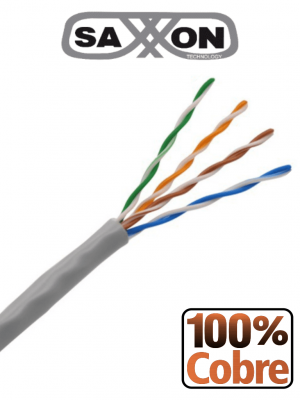 SAXXON OUTPCAT5E100M - Bobina de Cable UTP Cat5e 100% Cobre/ 100 Metros/ Color Gris/ Uso Interior/ 4 Pares/ Soporta Pruebas de Rendimiento/ Ideal para Cableado de Redes y Video/ - Image 1