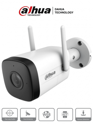 DAHUA IPC-HFW1230DT-STW - Cámara IP Bullet Wifi de 2 Megapixeles/ Lente de 2.8 mm/ 100 Grados de Apertura/ IR de 30 Metros/ H.265/ Microfono y Altavoz Integrados/ Ranura MicroSD/ IP67/ Detección de Movimiento - Image 1
