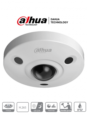 DAHUA IPC-EBW81230 - Camara IP Domo Fisheye Antivandalica 4K/ 12 Megapixeles/ Vision 360 grados/ H265/ Audio/ IP67/ IK10/ HEAT MAP/ PoE/ IVS/ Ranura MicroSD - Image 1