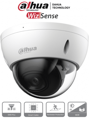 DAHUA IPC-HDBW2441E-S - Camara IP Domo Antivandalica de 4 Megapixeles con WizSense, ángulo de visión 102°, IR de 30 m, SMD Plus, micrófono, PoE, ranura MicroSD, IP67, IK10, WDR 120 dB, H.265+. Ideal para seguridad. - Image 1