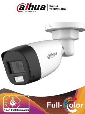 DAHUA HAC-HFW1500CL-IL-A - Camara Bullet de 5 Megapixeles/ Iluminación Dual Inteligente + FullColor/ Lente de 2.8mm/ 106 Grados de Apertura/ 20 Metros de IR y Luz Visible/ Micrófono Integrado/ IP67/ Soporta: CVI/CVBS/AHD/TVI/ - Image 1