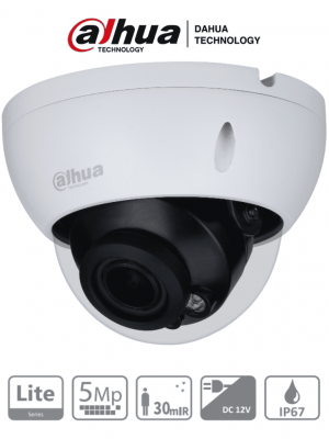 DAHUA HAC-HDBW1500R-Z - Camara Domo Antivandalica de 5 Megapixeles/ Lente Motorizado de 2.7-12mm/ Ir de 30 mts/ IP67/ IK10/ Soporta CVI/AHD/TVI y CBVS/ - Image 1