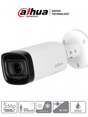 DAHUA HAC-HFW1500R-Z-IRE6 - Camara Bullet de 5 Megapixeles/ Lente Motorizado de 2.7 a 12 mm/ IR de 60 Mts/ Metálica/ IP67/ BLC/HLC/DWDR/ Soporta: CVI/CVBS/AHD/TVI/ - Image 1