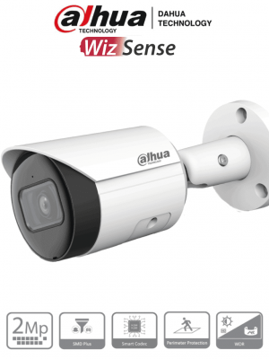 DAHUA IPC-HFW2241S-S - Camara IP Bullet de 2 Megapixeles/ Lente de 2.8 mm/ WizSense/ 107 Grados de Apertura/ IR de 30 Metros/ SMD Plus/ Microfono Integrado/ PoE/ Ranura para MicroSD/ IP67/ WDR Real de 120 dB - Image 1