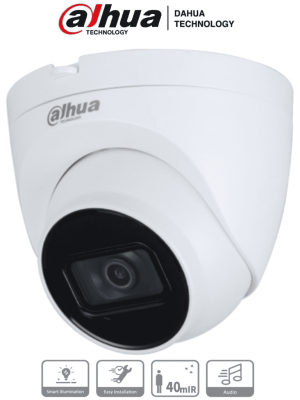 DAHUA HAC-HDW1200TQ-A-Cámara domo Dahua de 2 MP con lente de 2.8 mm, ángulo de 102 grados, IR de 40 m, micrófono integrado, instalación rápida, DWDR, IP67, y diseño en metal y policarbonato. - Image 1